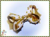 *Novo!! Laço Boutique Dourado com Pérolas