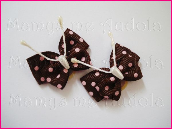 Laço Borboletas Marrom/Rosa