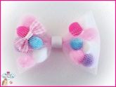 *Novo!! Laço Pom Pom Rosa Bebê