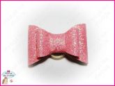 Laço de Tecido com Glitter Duplo Light Pink - M