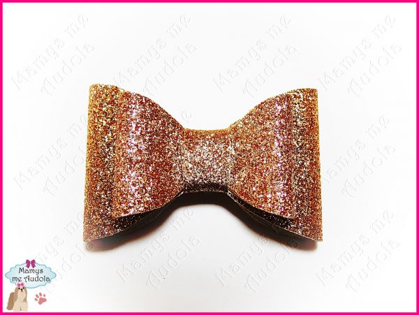 Laço de Tecido com Glitter Duplo Gold - G