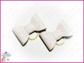 Laço de Tecido com Glitter Simples White - P