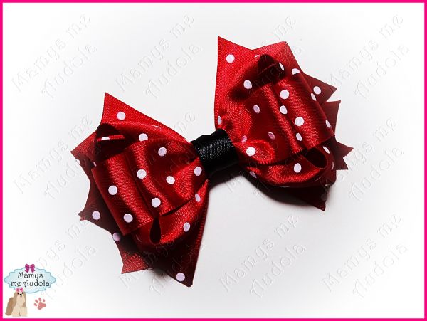 Laço Boutique Duplo Vermelho Poá