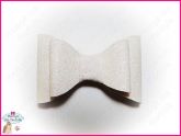 Laço de Tecido com Glitter Duplo White - G