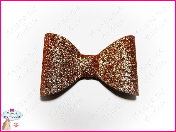Laço de Tecido com Glitter Simples Gold - G