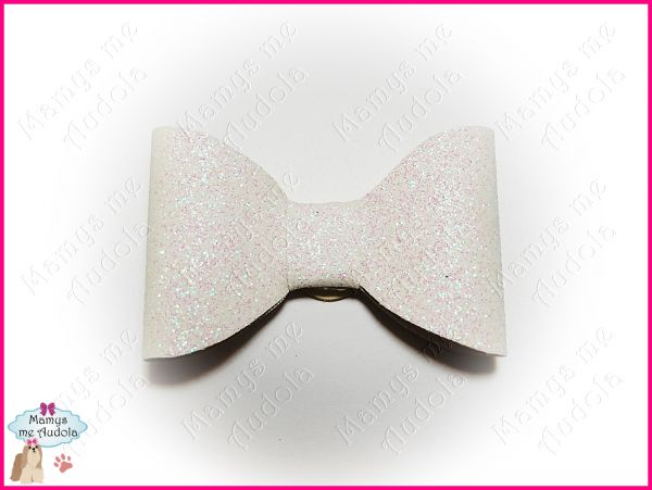 Laço de Tecido com Glitter Simples White - G