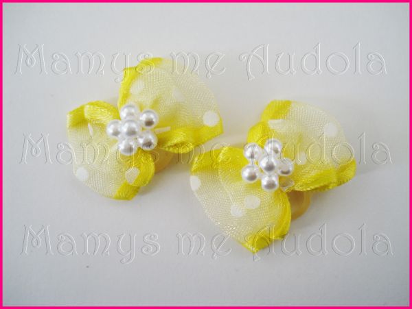 Laço Voal Amarelo Poá
