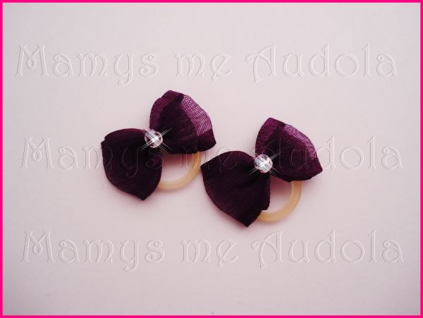 Mini Laço Voal c/Swarowsky Roxo