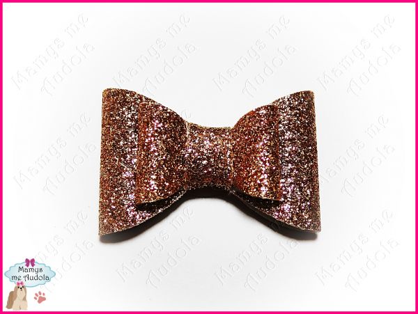 Laço de Tecido com Glitter Duplo Gold - M